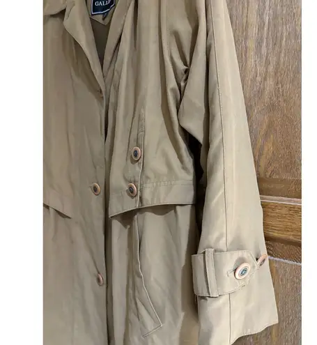 Gallery Trench Coat Removable Hood Classic Rain Coat Button Front Size 12 Medium