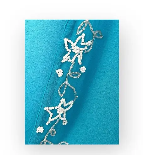 Boston Proper ♔ Chiffon Crystal Bead Embellish Kimono Sleeve Swim Coverup ♔ Aqua