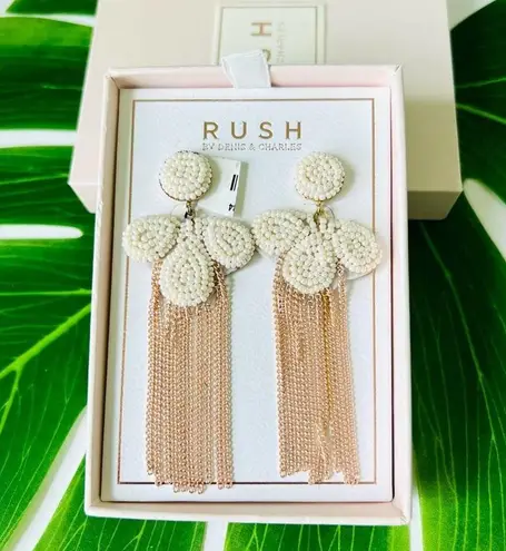 Rush Faux Pearl Cluster Drop Earrings NWT