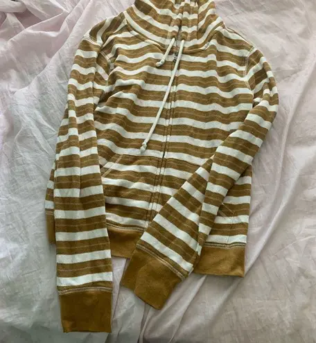 yellow striped zip up hoodie Size L