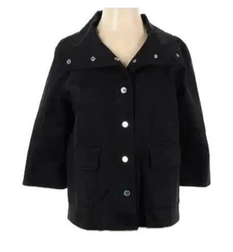 Adrienne Vittadini Studio Button Up Oversize Front Pockets Quarter Sleeve Jacket