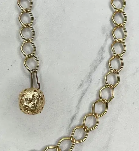 Gold Tone Ball Charm Metal Chain Link Belt Y2K Festival Style ✨