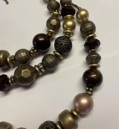 Cookie Lee Signed Bead Beaded Necklace Multi Strand Adjustable Length