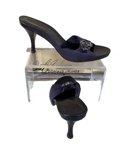 Donald Pliner Purple Leather Mesh Elastic Slide Metal Rhinestone Shoe $250 NIB Size 8.5