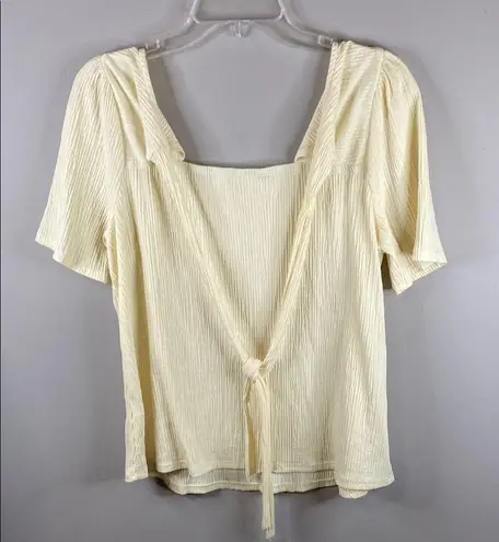 Ces femmeCream Smocked Blouse with Tie Front Size M