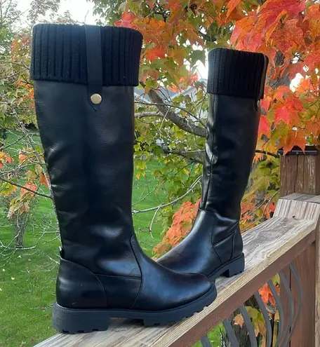 JF fold over lug sole black boots brand new size 8.5 comfort lined chunky