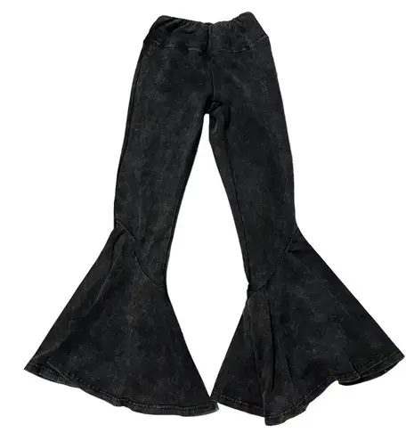 Earthbound Flower Child Black Flare Pants, Sz S