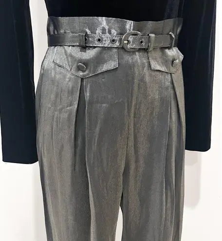 D.J. Summers Vintage 80s Black & Metallic Silver Belted Jumpsuit Romper Size 6