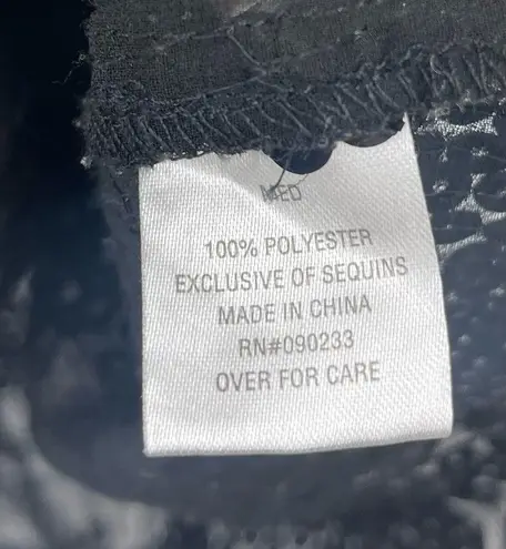 Nollie Black Grunge Sequin Sheer Crop Tank Top Size Medium