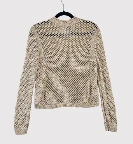 Pistola Womens Sweater Beige Caroline Multipop Crochet Long Sleeve Pullover XS