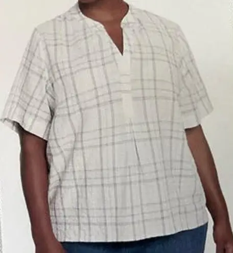 Gloria Vanderbilt Women’s White and Blue Blouse Shirt 2XL