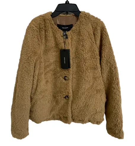 VERO MODA amanda short teddy jacket brown size Medium
