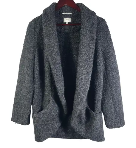 Wilfred Aritzia Boucle Shawl Collar Open Cardigan Gray Wool Blend Women's 8