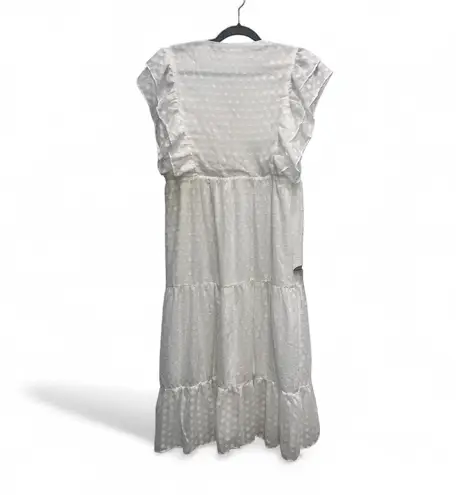 Bella Ella Boutique Women’s Long White Tiered Flutter Sleeve Dress Size Small