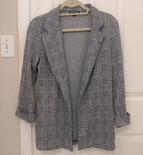 Wearever Weareever Open Front Light Weight Houndstooth Blazer