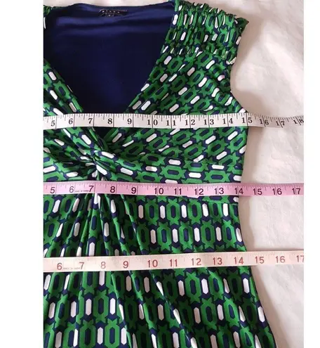 Kiara Womens Dress Size Small Short Sleeve Green Geometric Knot Mini Stretch