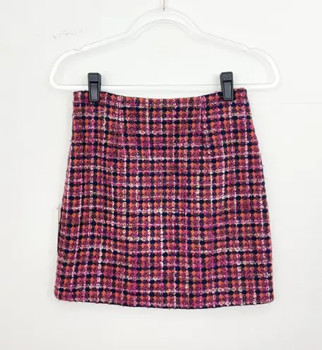 Aura Pink Tweed Mini Skirt