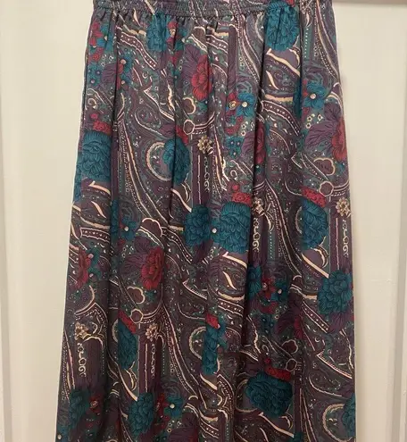 Sag Harbor Vintage 1980s/1990s Prophecy By Dark Purple Midi Maxi Floral Skirt M
