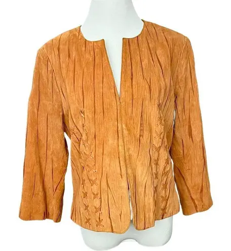 Vintage Y2K Mythology Suede Women’s Jacket Camel Color Lace Up Detail 10 Brown