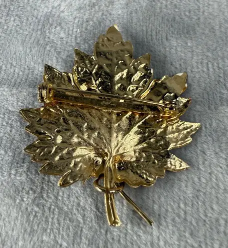 Vintage Maple Leaf Brooch With Gold