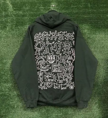 Keith Haring Artwork Collage Hoodie Size Large
