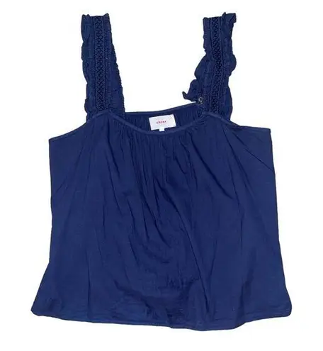 Xirena navy blue crochet ruffle sleeve tank top women’s size large
