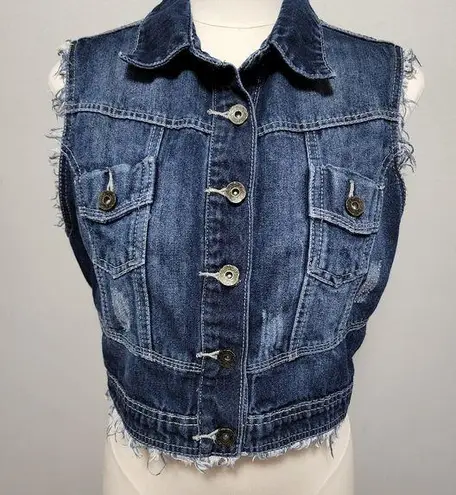 One 5 One dark wash raw edge denim vest size medium