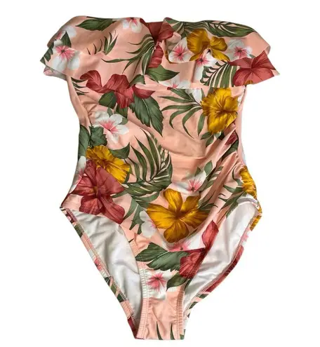 Kona Sol Women's Bandeau Front Ruched Full Coverage One Piece Swimsuit Medium