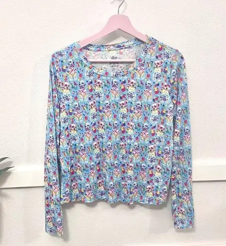 Posh Peanut x Lisa Frank Spotty and Dotty Long Sleeve Top Size S Blue