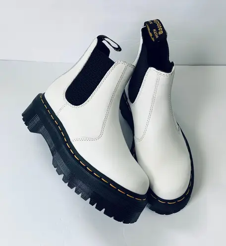 Dr. Martens 2976 Quad Platform Leather Chelsea Ankle Boots in White