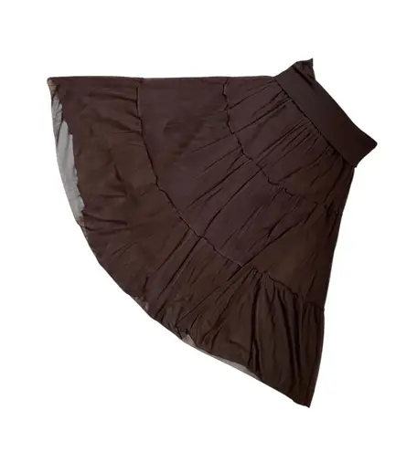 I.N. San Francisco Y2K brown earth tone fairycore midi skirt
