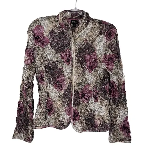 Vintage Y2K MSK Zip Front Jacket Womens Large Pink Romantic Coquette Fairy