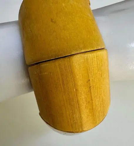 Yellow wood chunky wides stretchy bracelet