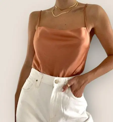 Nanushka | Johar Satin Cowl Neck Camisole | Size S Orange