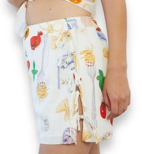 Lisa Says Gah Buon Appetito Ella Bow Tie Shorts w/ Italian Food Graphic New