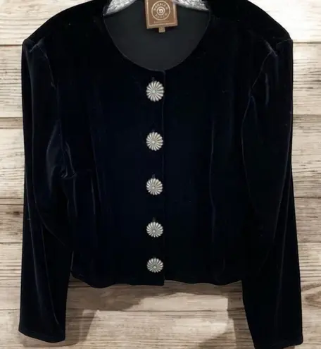 Double D Ranch velvet jacket with gorgeous, turquoise, and silver buttons Black