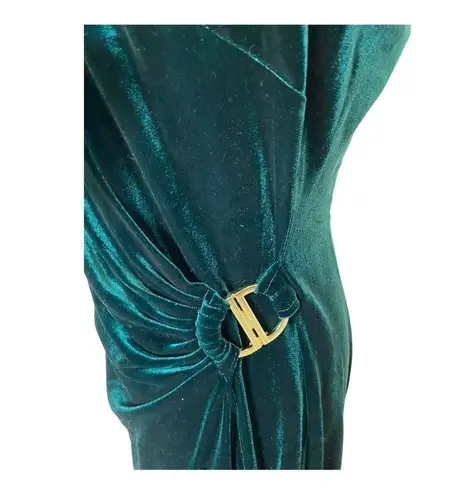 DKNY #308  Boat-Neck Velvet Mini Dress In Hunter Green NWT