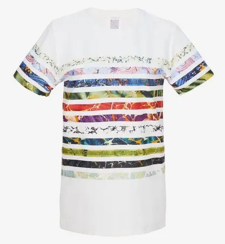 Rosie Assoulin Fall/Winter 2018 Designer Striped Multicolored Print Bedazzled S White