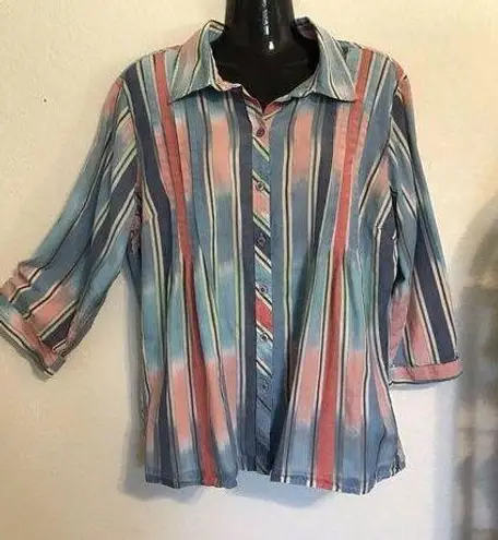 Dress Barn  Women’s Button Down Striped Shirt. Size 14/16