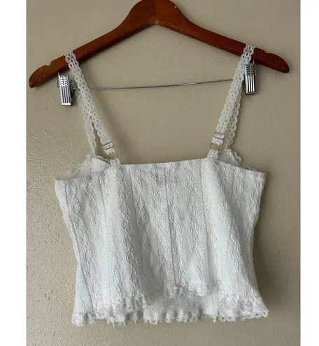 Edikted White Cropped Lacey Knit Tank Top Size Medium