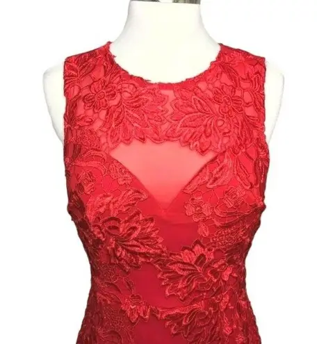 ENTRY Floral Lace Mesh Sleeveless Bodycon Mini Dress Red Size Medium NWT