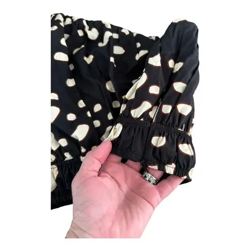 Juan D Dios Lovely resort one shoulder crop top navy spotted size small Blue