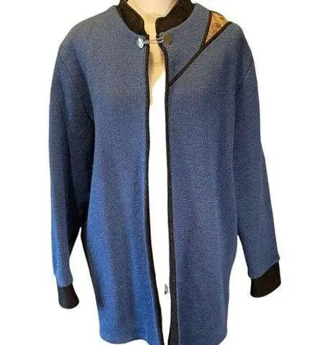 Beiar Norway Vintage blue and Black wool sweater with snakeskin patch Small