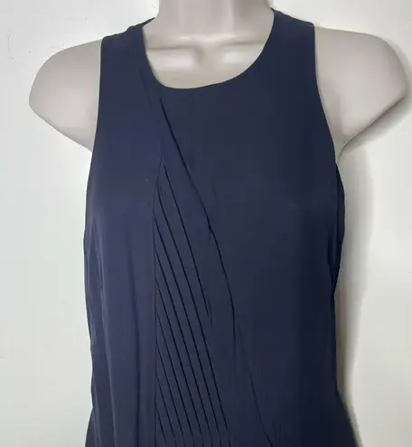 Brochu Walker Pleated Front Detail Black Onyx Silk HILDE Midi Dress SMALL sz S