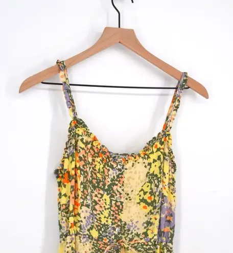 Rails Adalyn Ruffle Midi Dress Floral Yellow Green Tiered Women's S