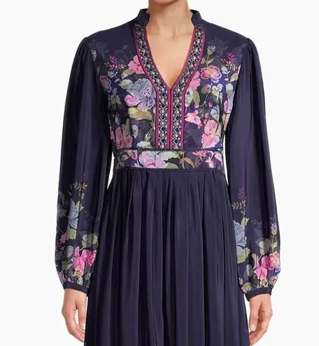 Johnny Was Embroidered jewled VALERIA SILK MAXI DRESS NWT