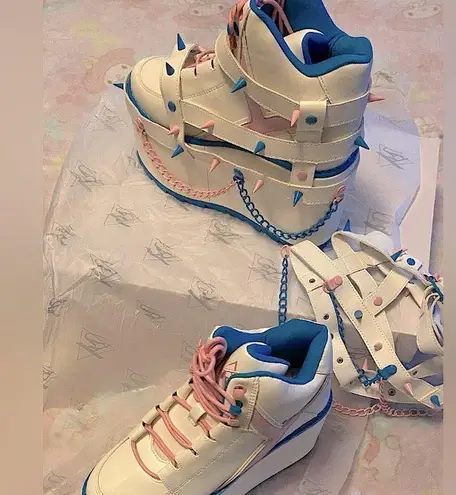 Platform grunge/punk style premium designer sneakers w spike harness sz:7 & 8NEW White Size 8