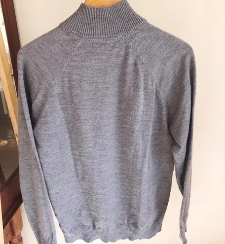 Vintage Cable Knit Quarter Zip Collared Sweater in Gray