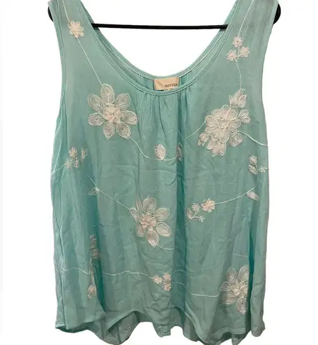 DEPT222 Blue White Hippie Coastal Beach Tropical Boho Floral Embroidered Blouse Size undefined