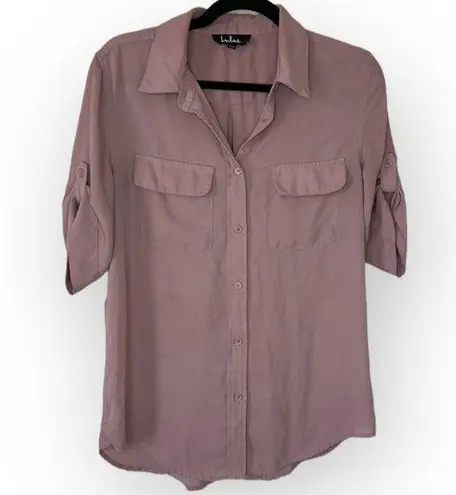 Lulus Lulu’s Mauve Button-Down Blouse Medium